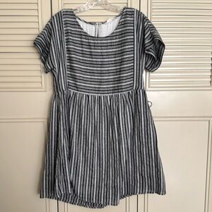 Altar'd State Mini Dress Black and Gray Stripes Short Sleeve Size Medium